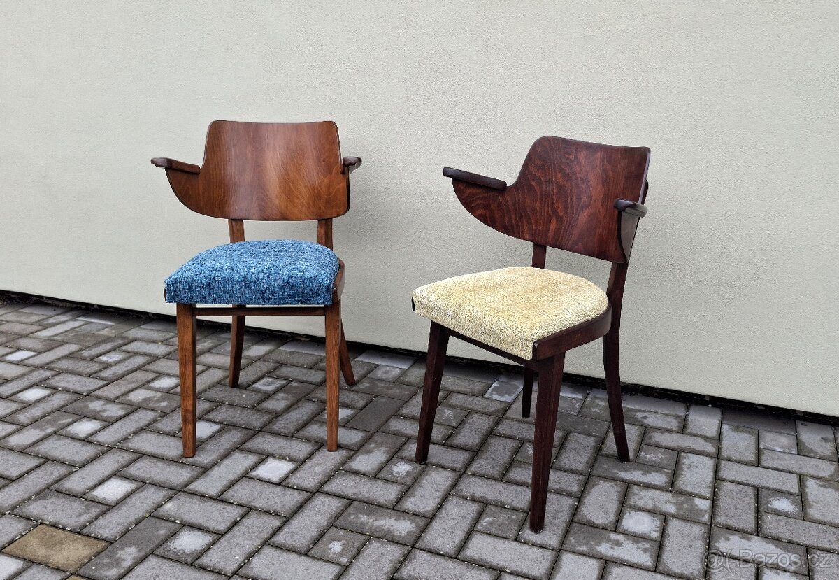 Retro designová křesílka TON po renovaci