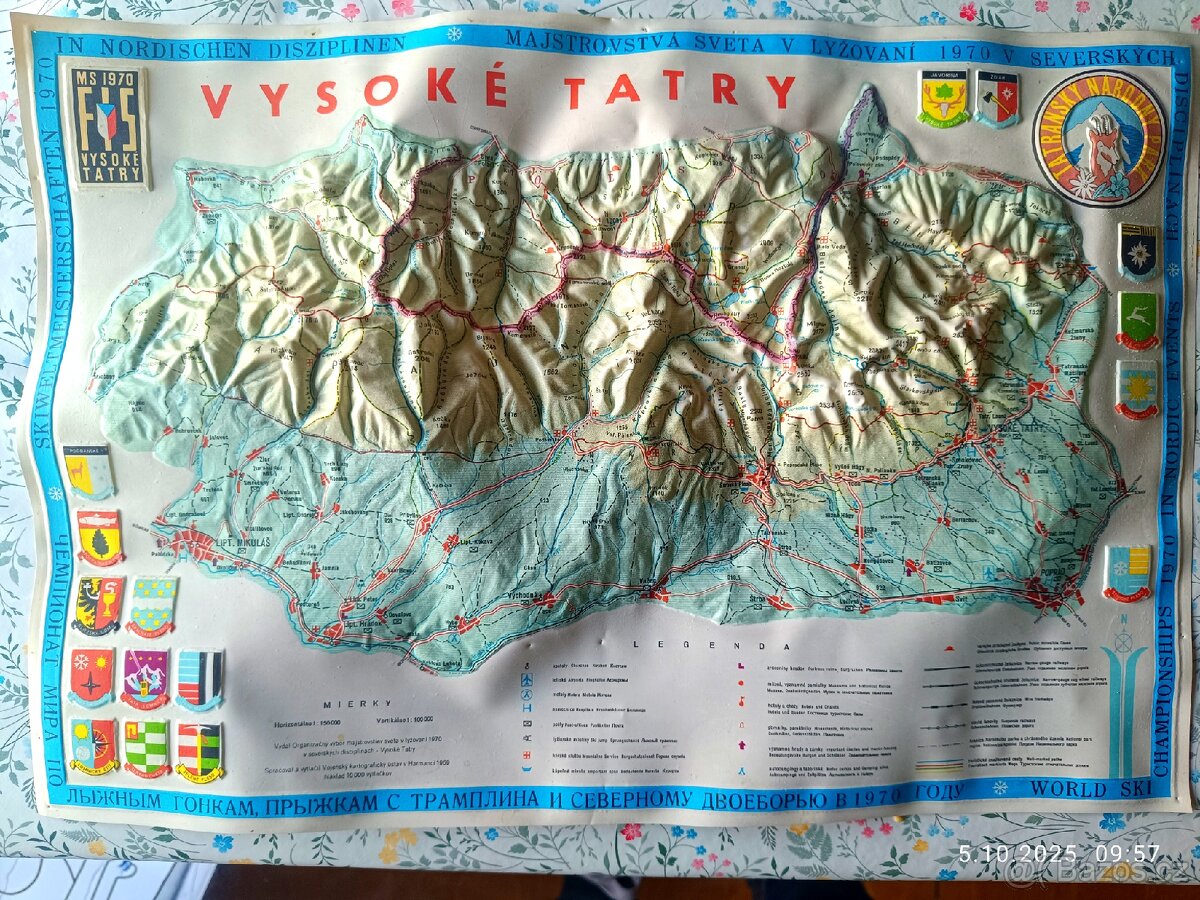 Plastická 3D mapa Vysoké Tatry, orig. z r. 1970