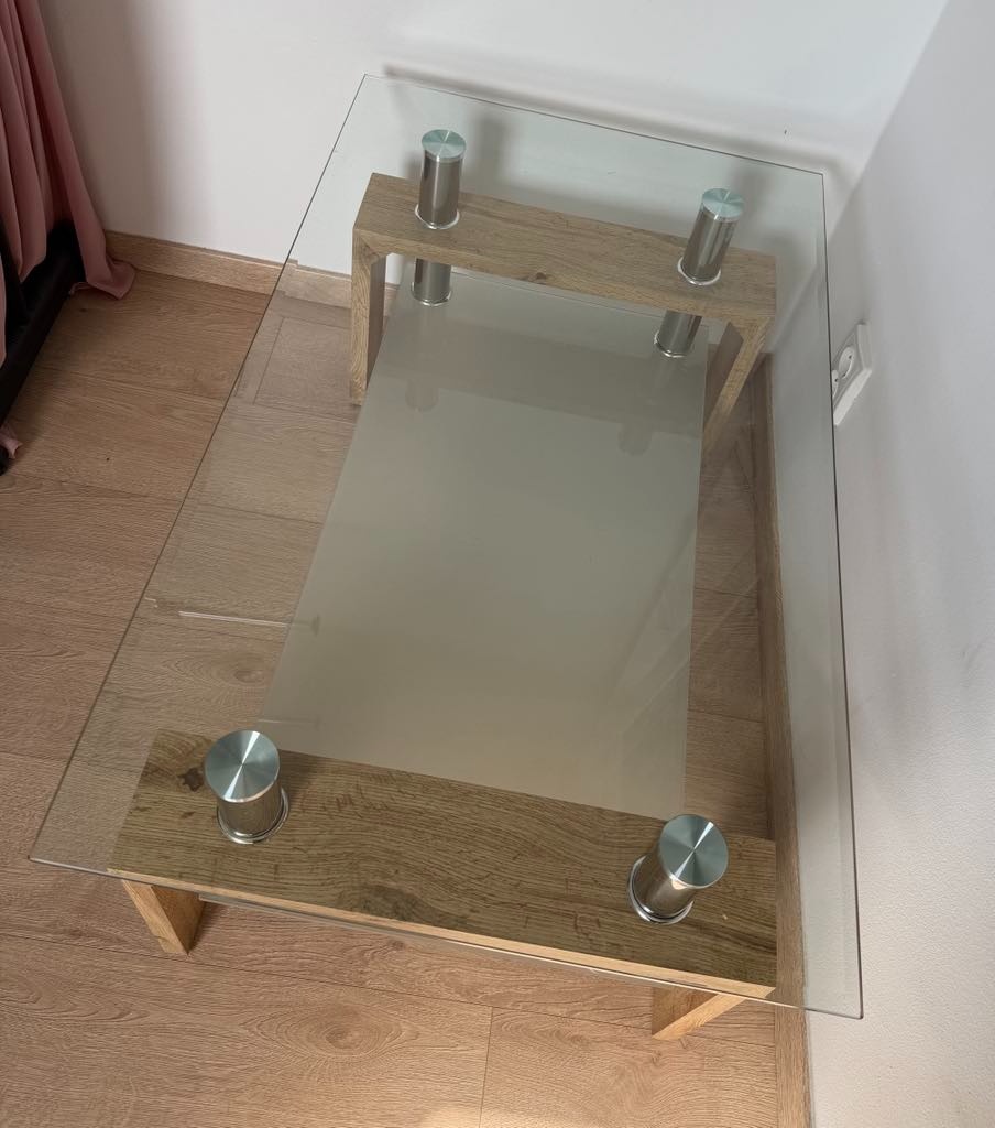 Konferenční stolek skleněný + dub sonoma