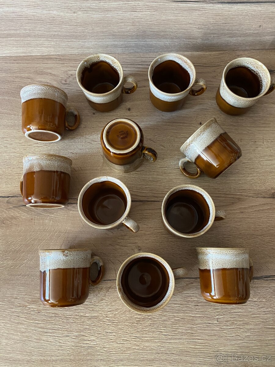 hren keramický hrnek hrneček sada hnědé hrnky