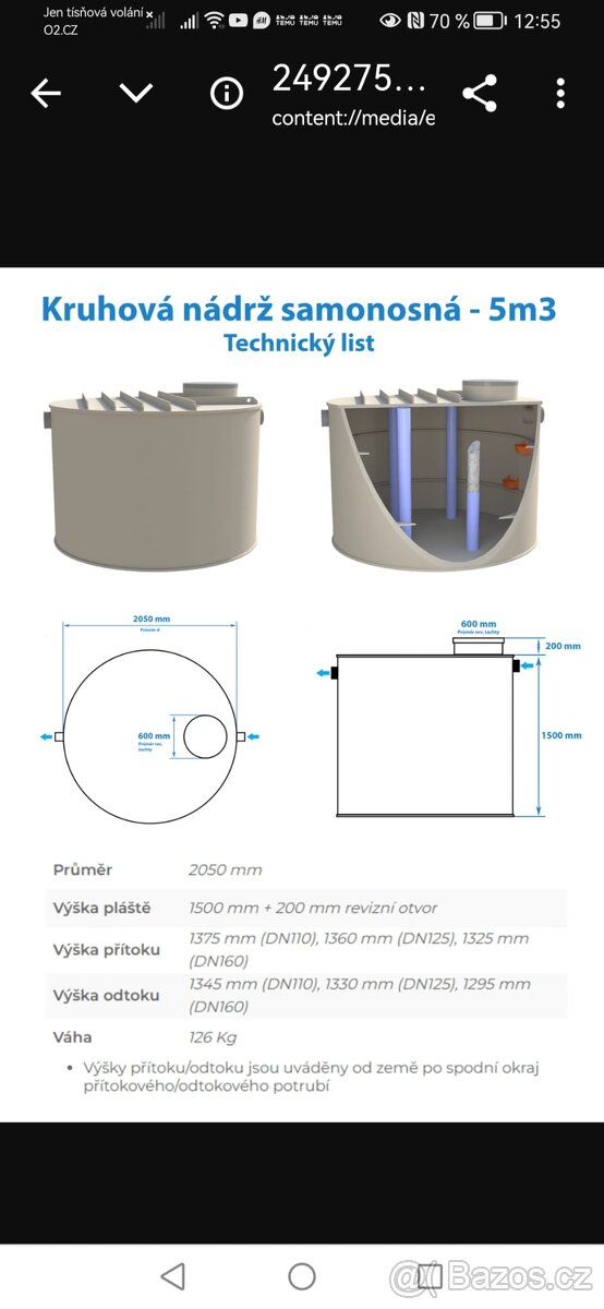 Kruhová nádrž samonosná 5cm3