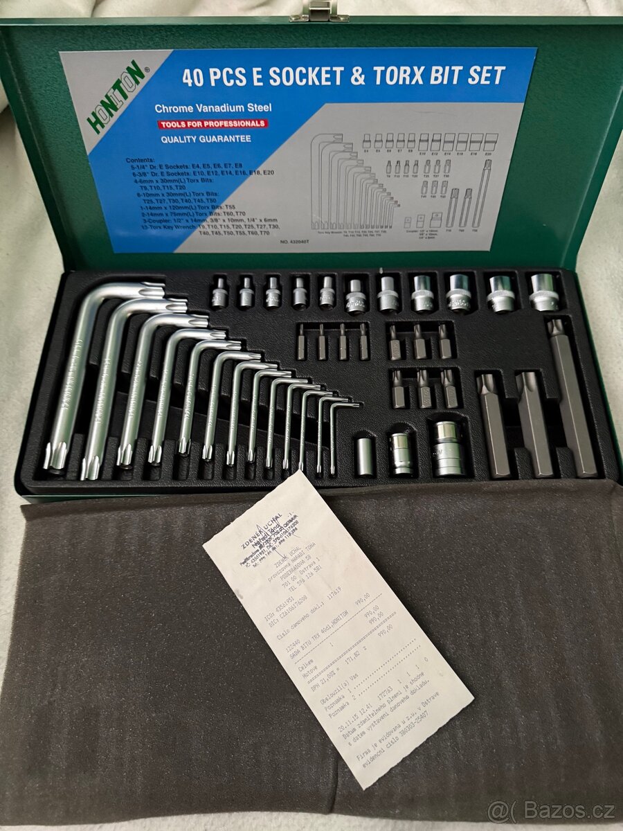 Honiton E-Torx nástrčné klíče + Torx bity (40 ks)