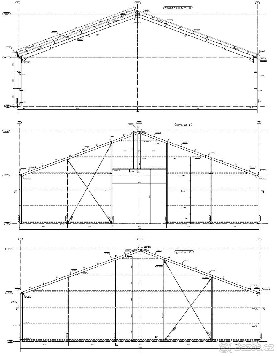 Montovaná ocelová konstrukce haly 22x50x4,5 (1100 m2)
