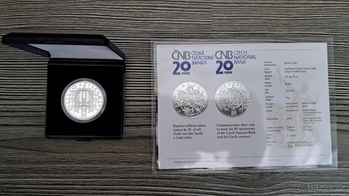 ČNB - 20. výročí České národní banky a české měny - PROOF