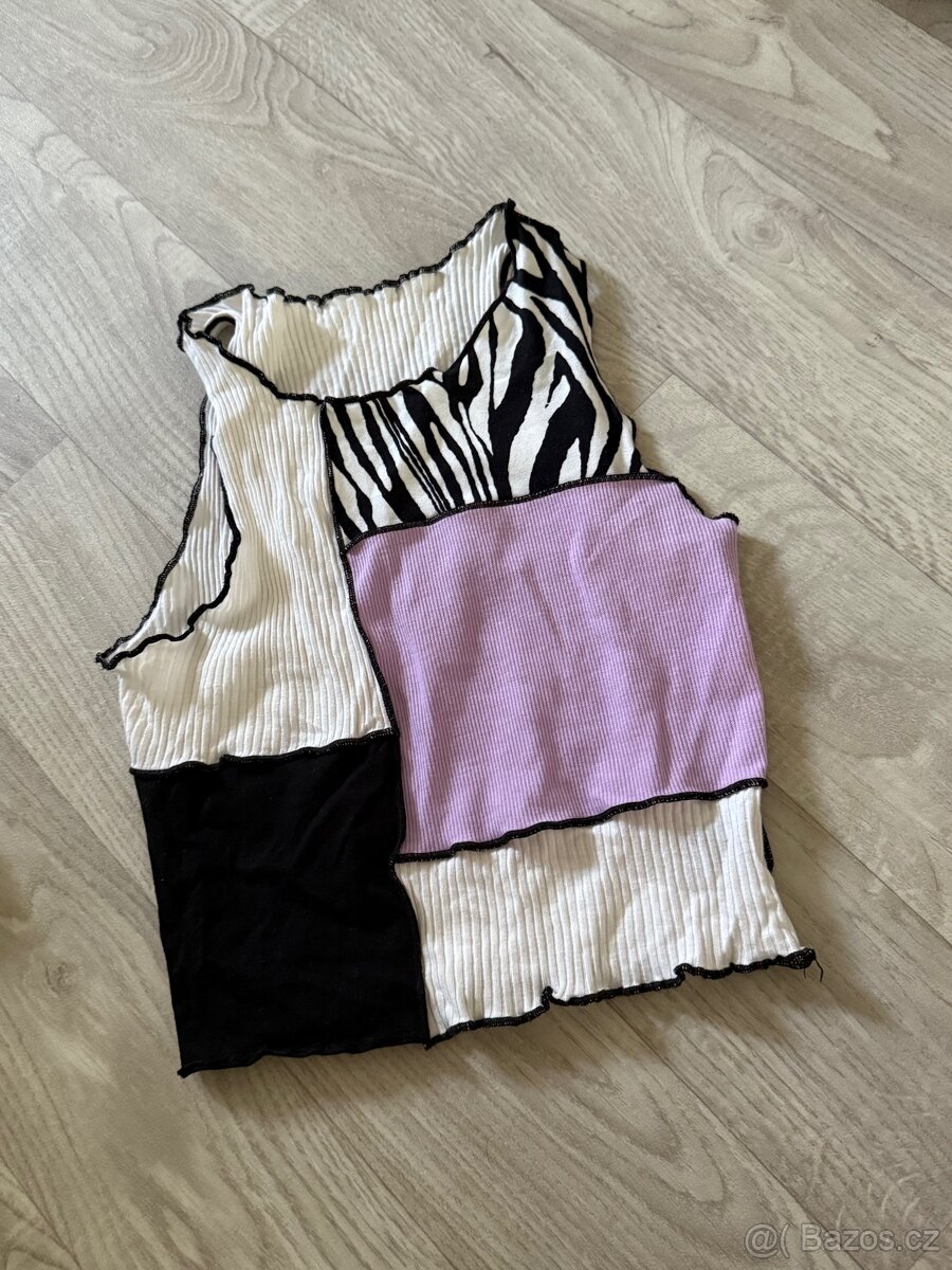 Damsky crop top tolko M zebra