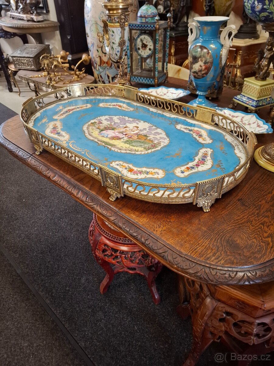 Obrovský porcelánový podnos Sevres Francie