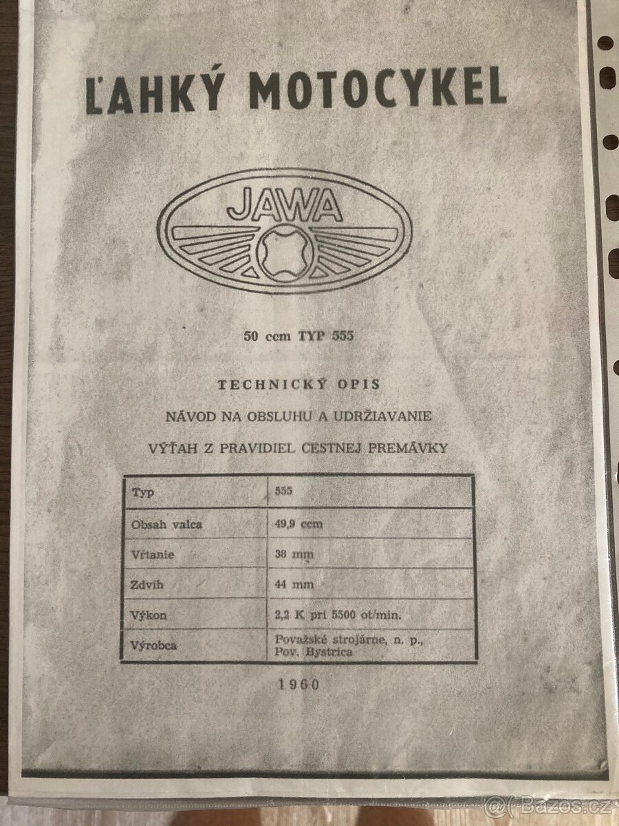 Návody Jawa 50/555 Jawa 250