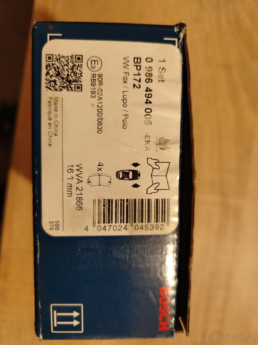Brzdové destičky Bosch 0986494005