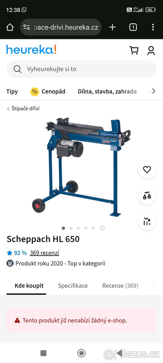 štípačka Scheppach HL 650 Nová