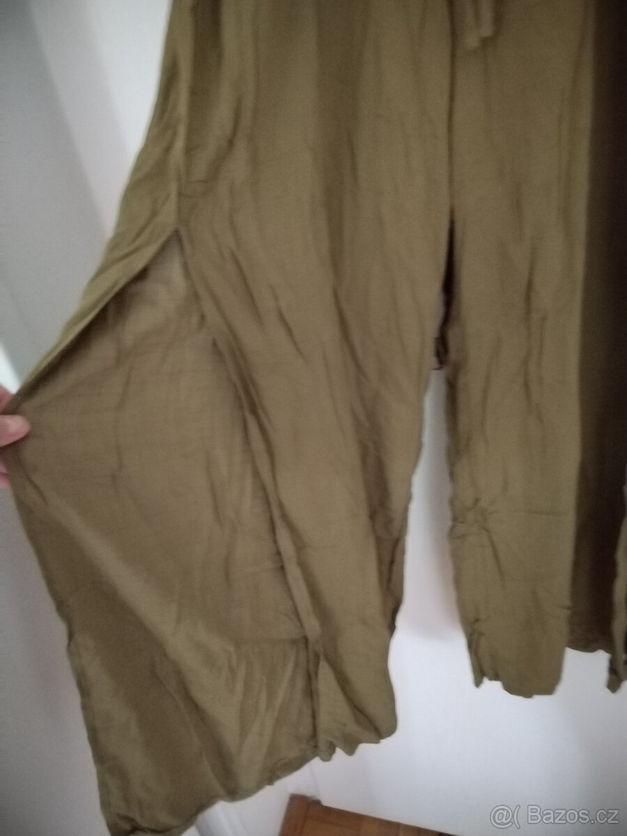 Letní kalhoty Shein Curve vel. XL, khaki/army zelená