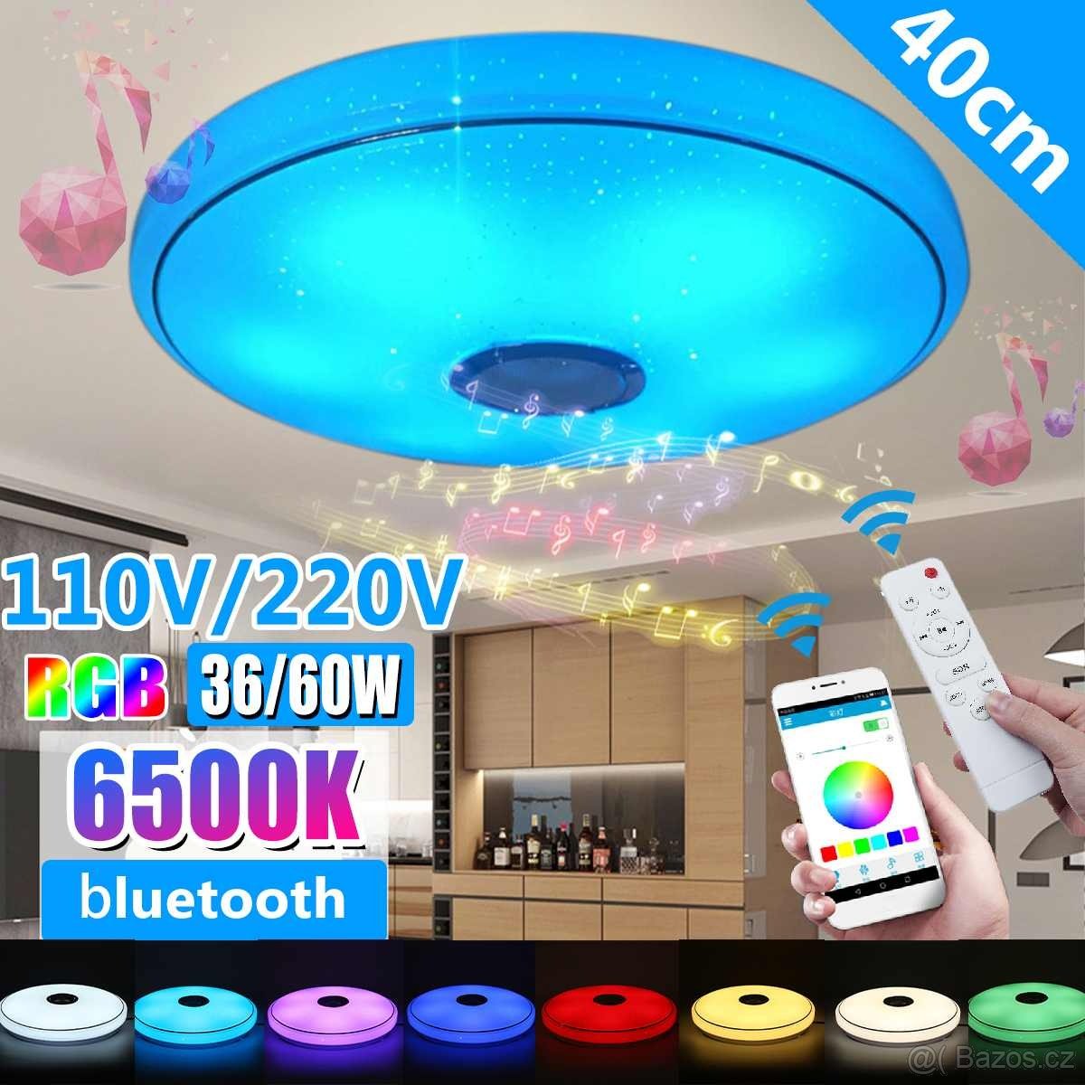 LED STROPNÍ SVĚTLO 72W RGB BLUETOOTH S REPRODUKTOREM