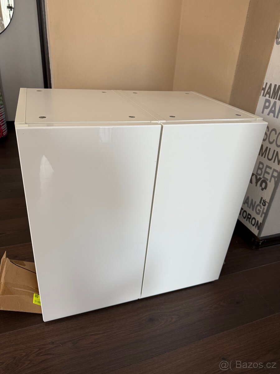 2x horní skříňka 30x60cm Ikea Metod Voxtorp lesklá bílá
