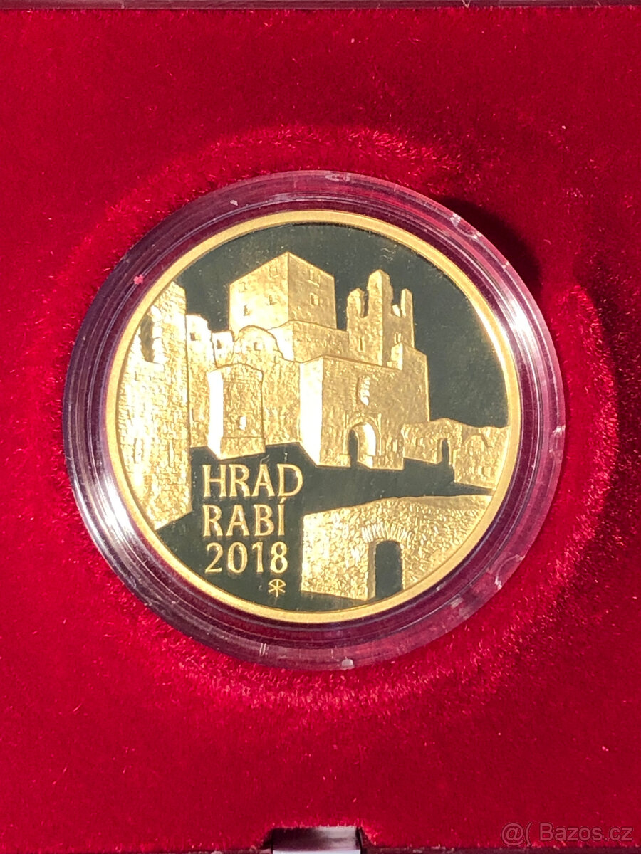 Zlatá mince hrad Rabí Proof - vzácná