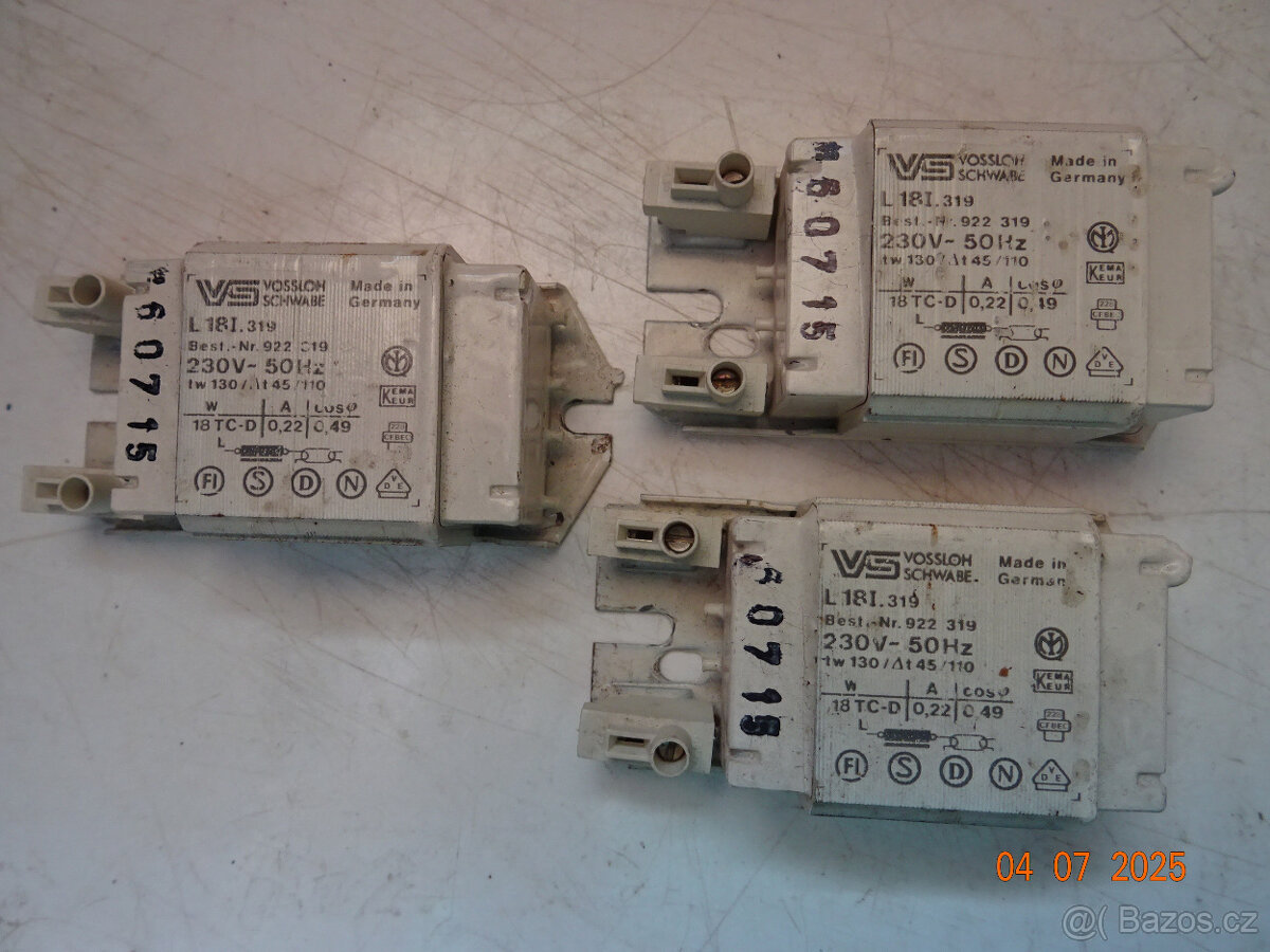 3x TLUMIVKA 18W PRO ZÁŘIVKU 18W/230V s PATICÍ G23