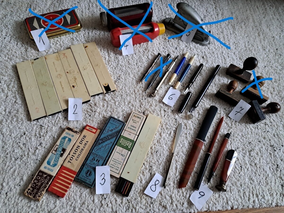 psací potřeby z I. republiky + retro