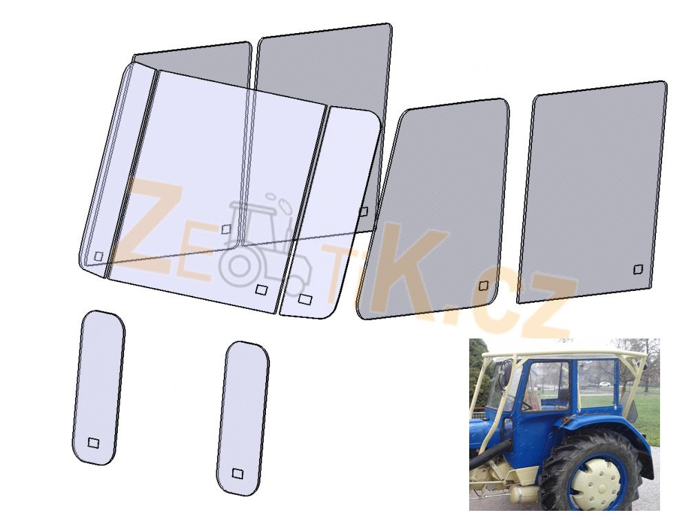 Zetor 3011 skla kabiny