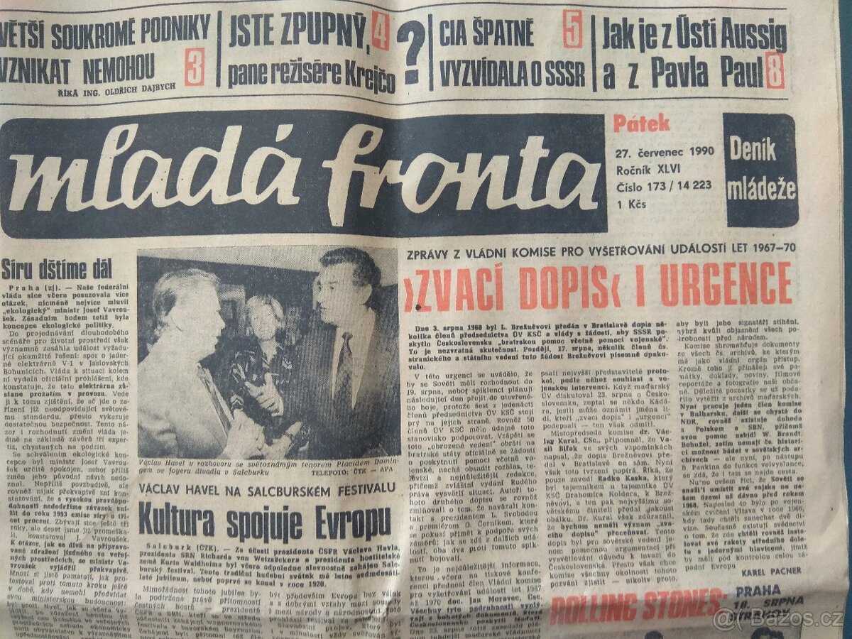 Mladá fronta ze dne 27. července 1990