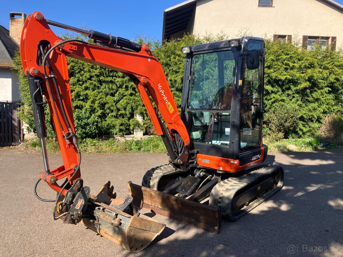 Prodám minibagr Kubota U27 s nulovým přesahem zádě