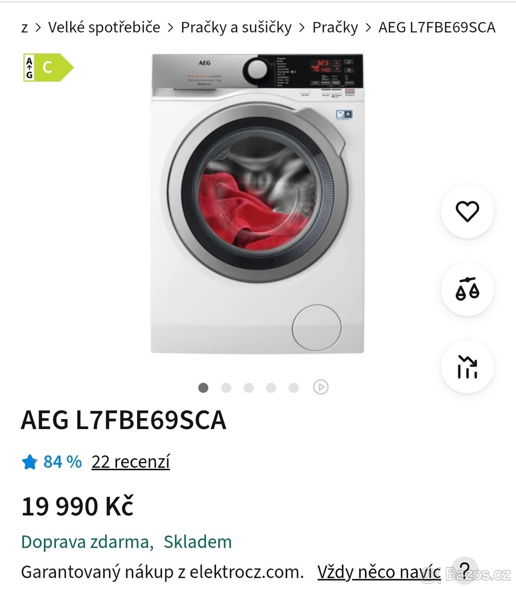 AEG 9kg 1600ot. Autodose, ProSteam, Wi-fi, 5let stará