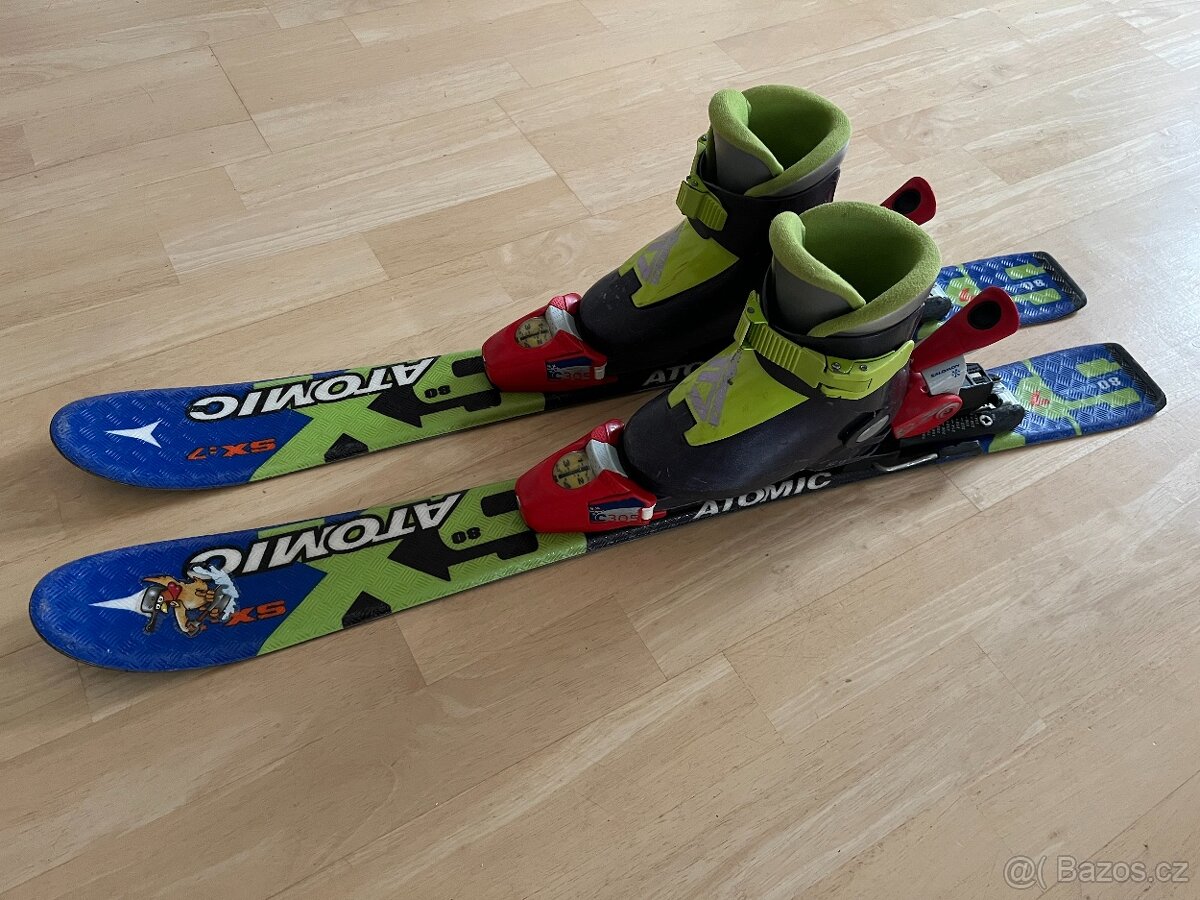 Set dětské lyže Atomic 80cm a boty Nordica 16,5cm (EUR 26,5)
