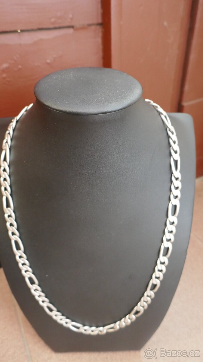 MASIVNÍ STŘÍBRNÝ ŘETĚZ FIGARO 84.22G//63CM//9MM