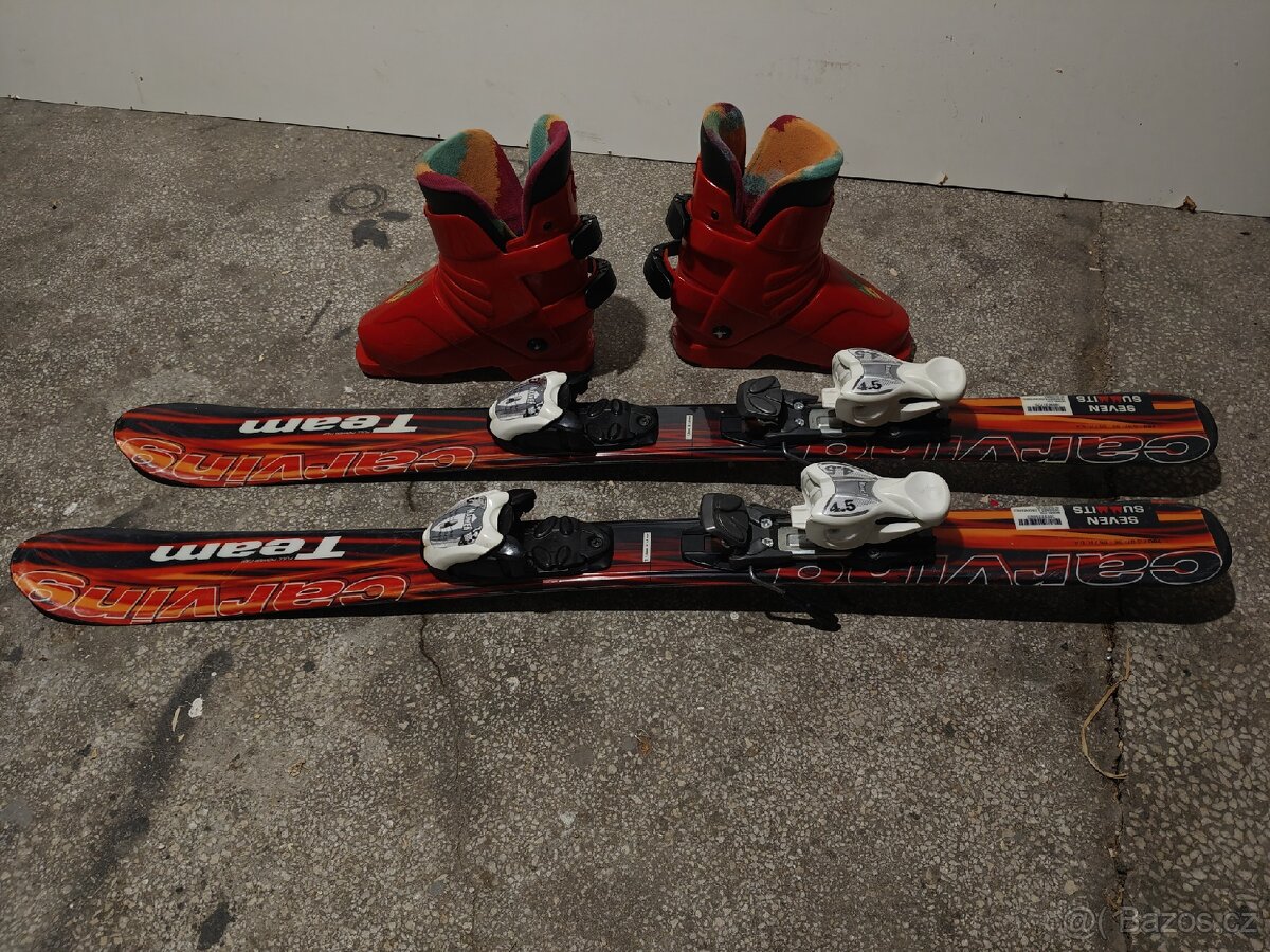 Dětské lyže 100cm + lyžáky + helma