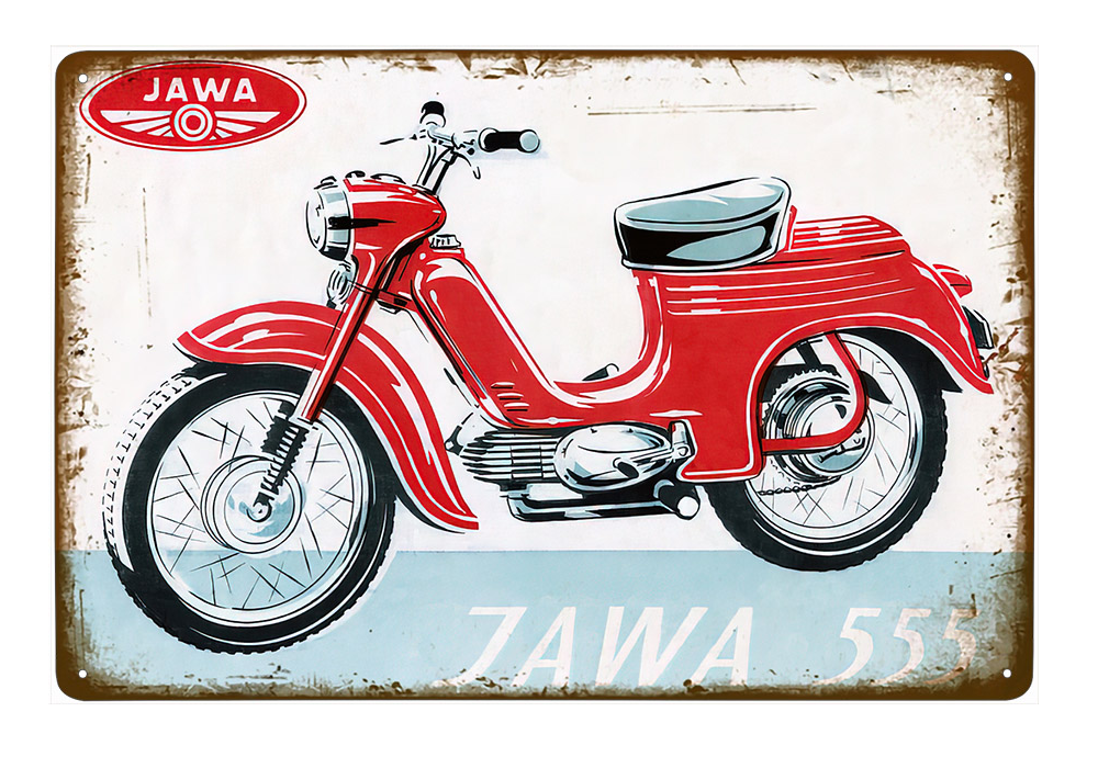 plechová cedule - Jawa 50 typ 555 (dobová reklama)