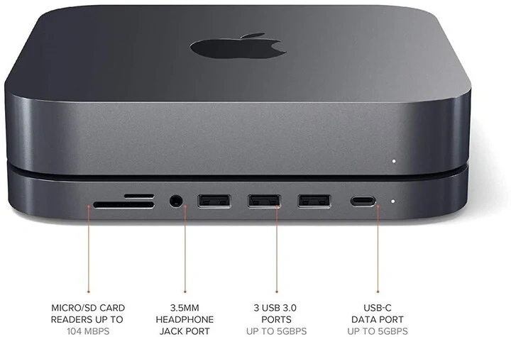 Satechi Aluminium TYPE-C Stand and Hub for Mac Mini, šedá