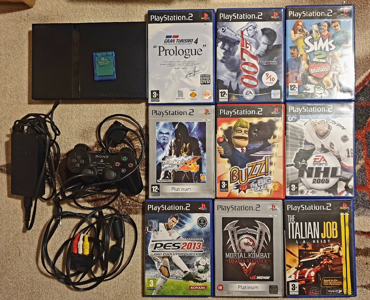 PlayStation 2 Slim + kabeláž + ovladač