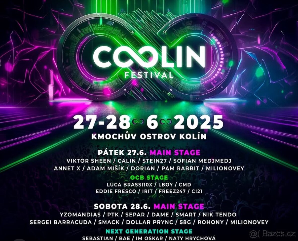 Coolin festival 2 lístky 27/6/25