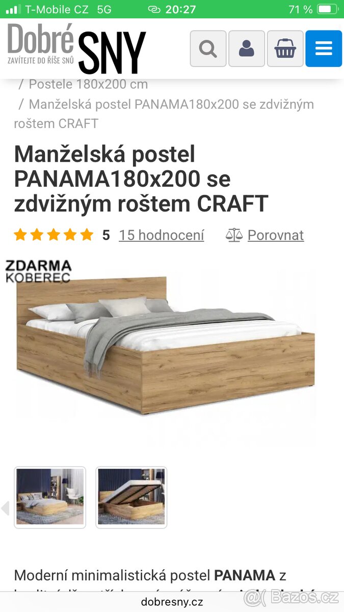 Manželská postel 180x200