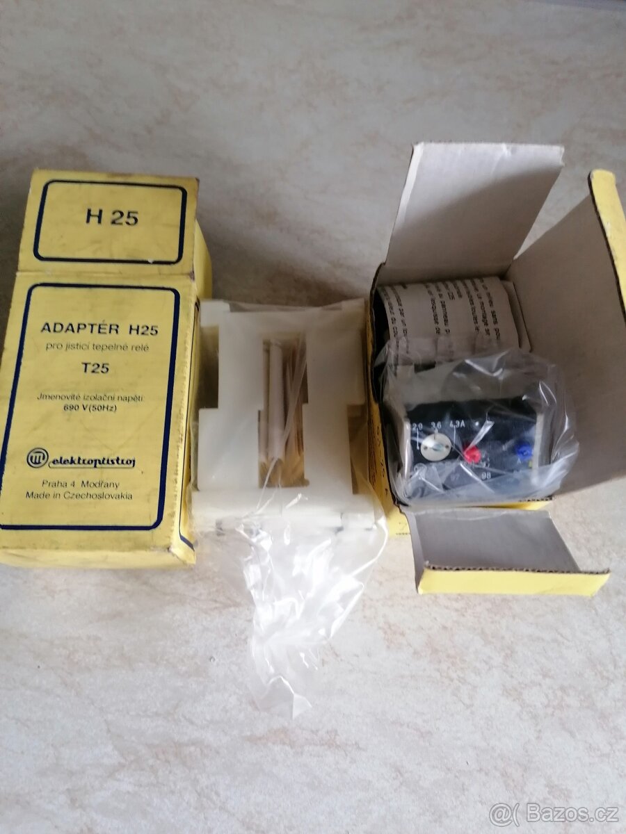 Tepelné nadproudové relé T25 4,3A + 2 ks adaptér H25 zdarma