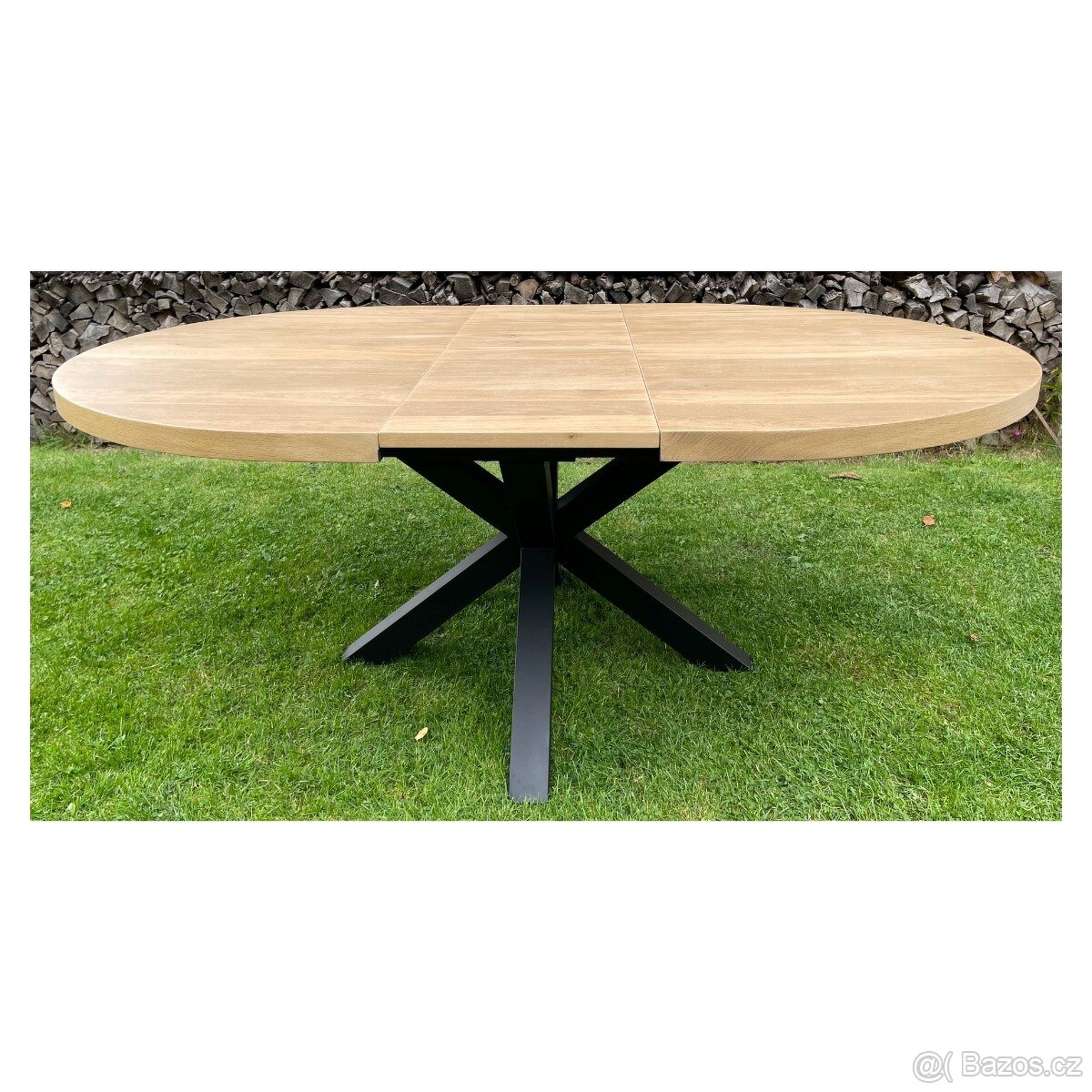 Masivní rozkládací jídelní stůl Metalox 150+40 cm – dub, kov