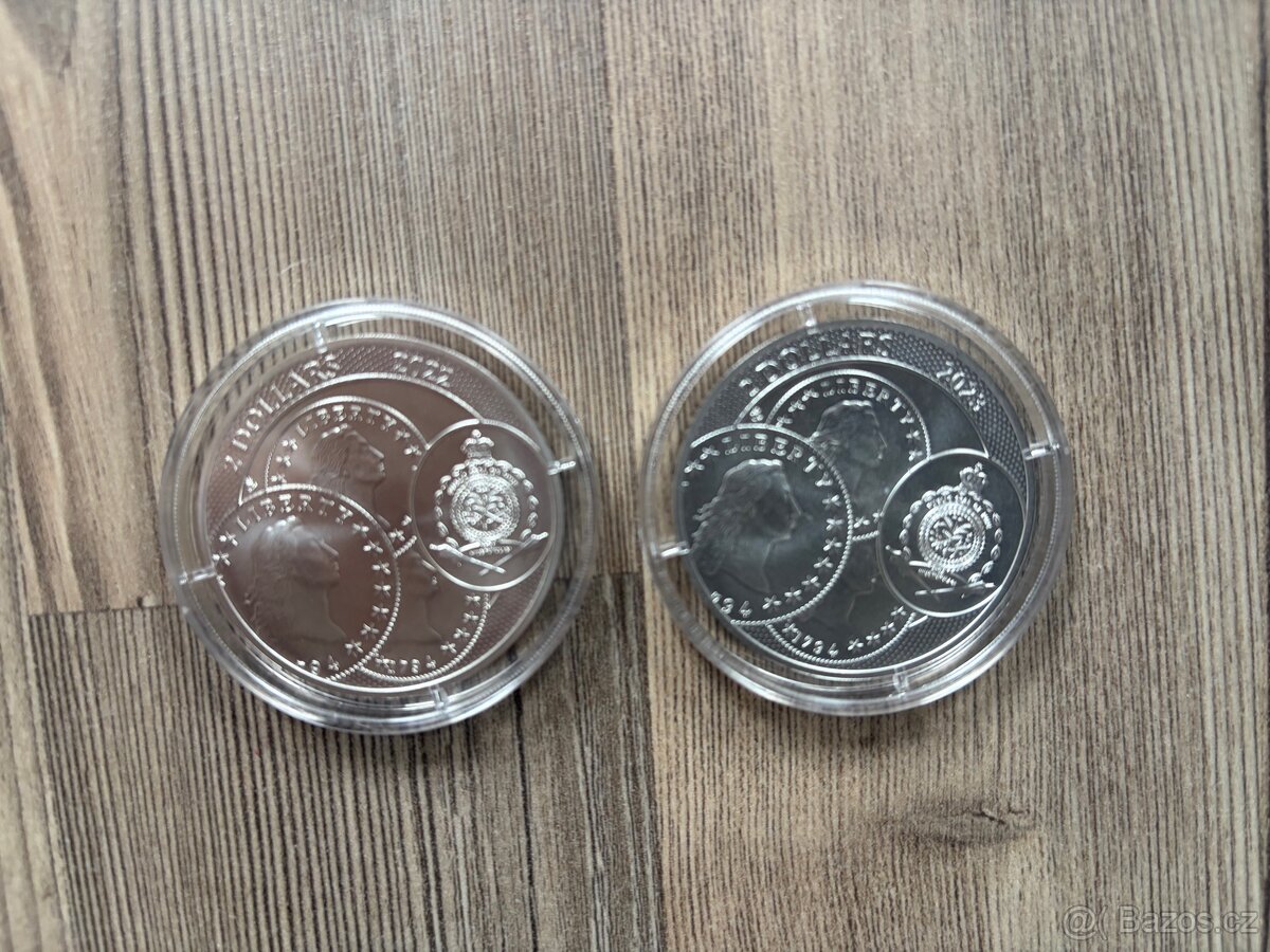 2x 1oz stříbrný TOLAR z České mincovny 2022 a 2023