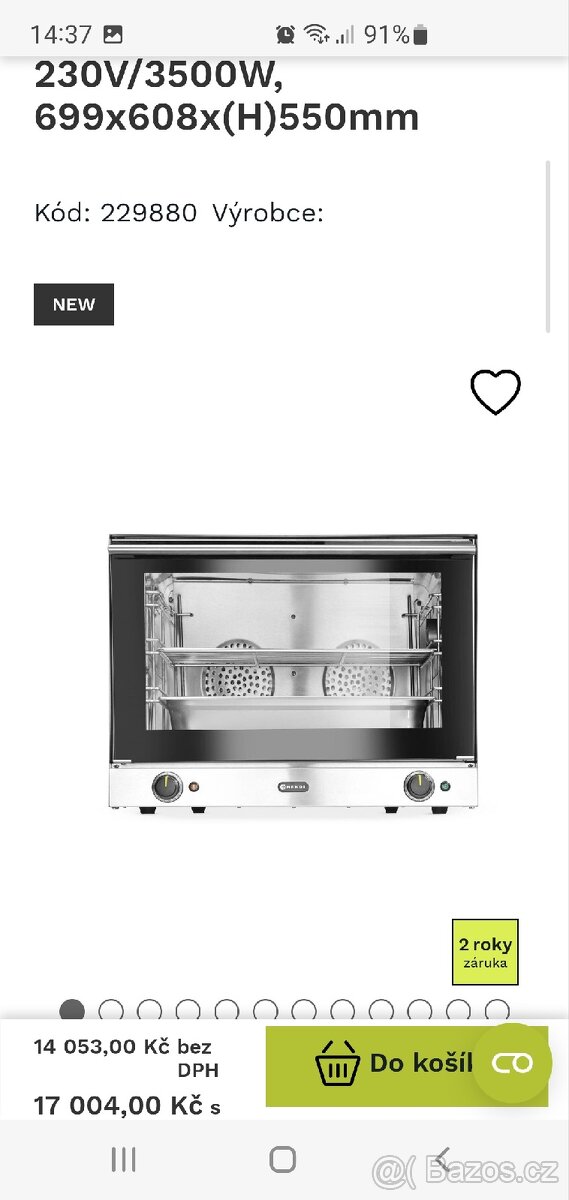 Horkovzdušná trouba H90S se zvlhčováním Gastro