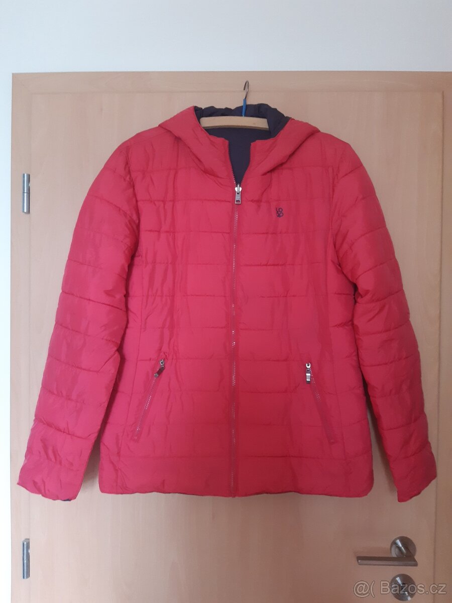 Růžová prošívaná bunda oboustranná XL