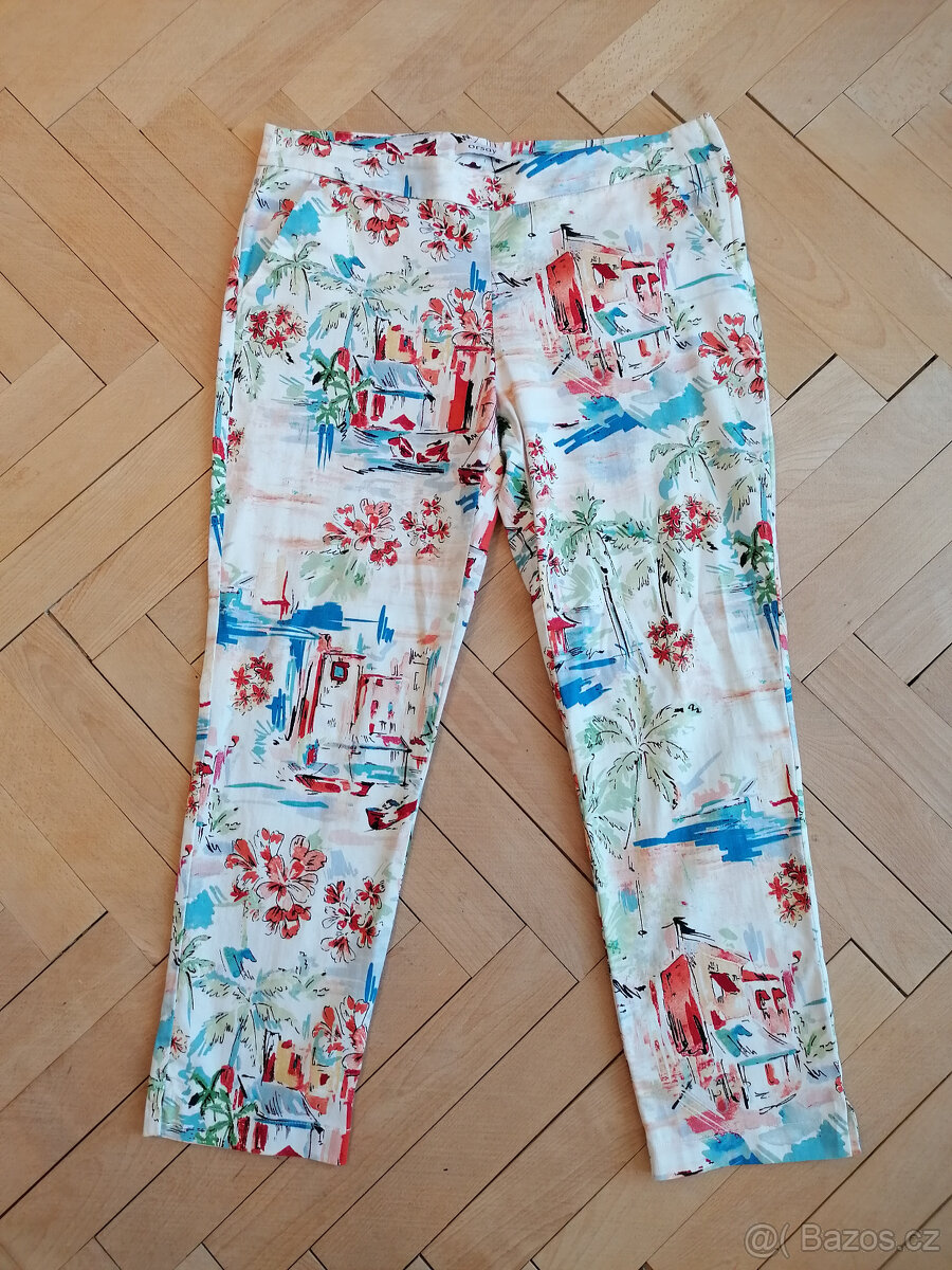 Dámské kalhoty ke kotníkům tropický motiv zn. Orsay