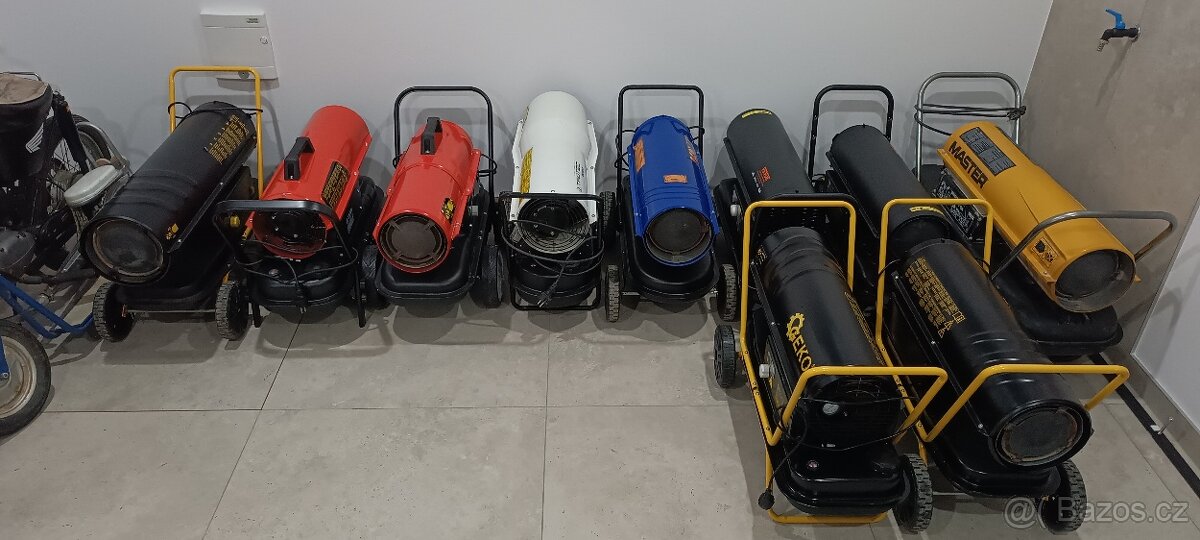 Naftové topidlo dělo 10-50kw 12ks pronájem + odvlhčovače