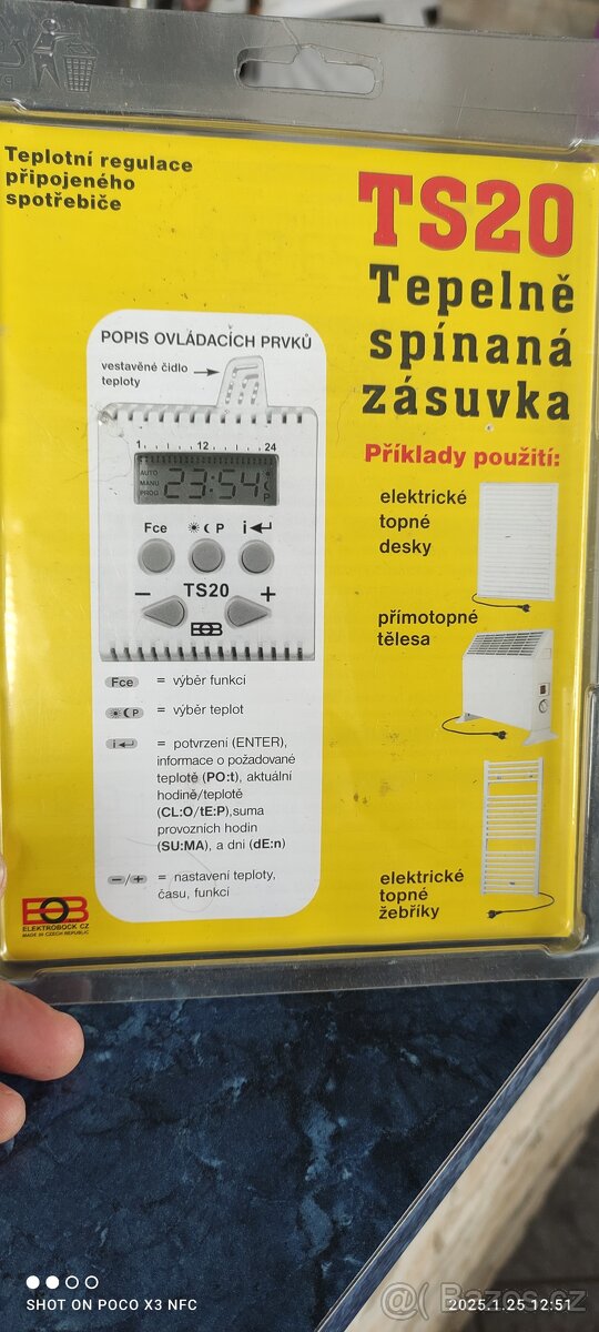 Tepelně spínaná zásuvka TS20