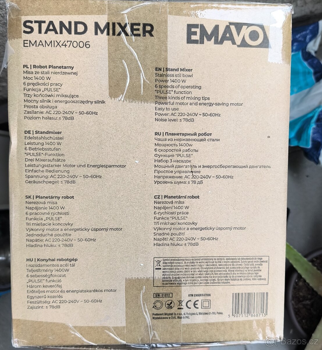 Kuchyňský robot EMAVO (Model: EMAMIX47006)