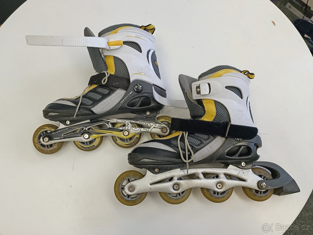 Truly inline brusle – velikost 45, rám hliník, ložiska ABEC