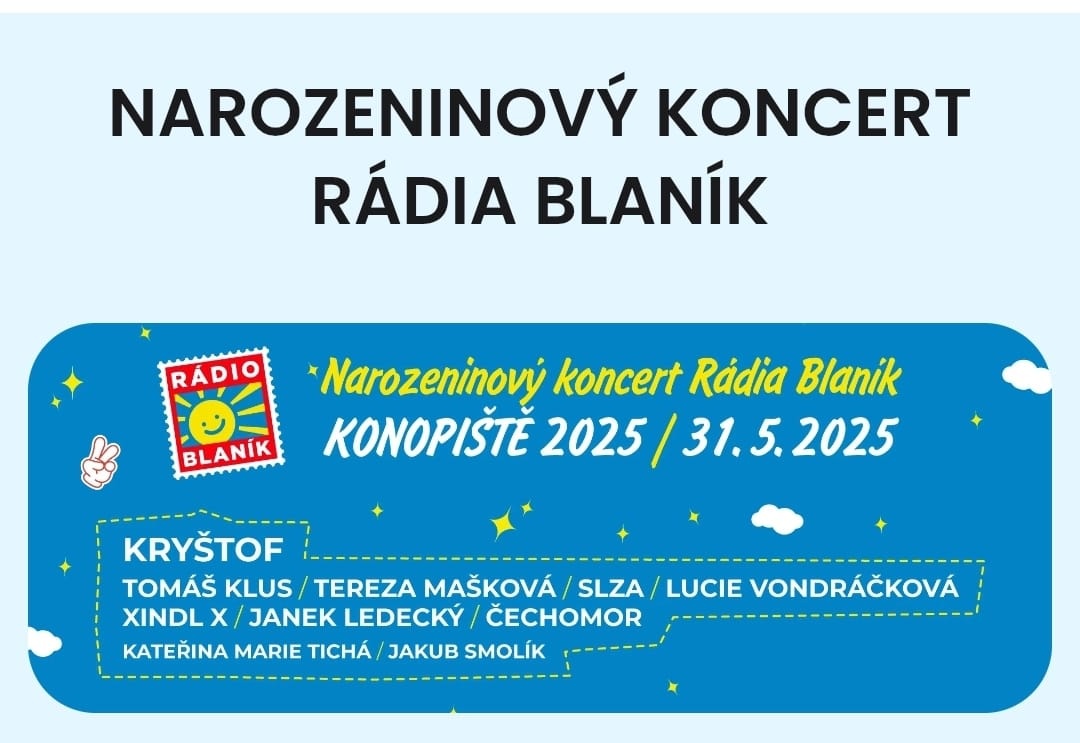 2 vstupenky na narozeninový koncert rádia Blaník