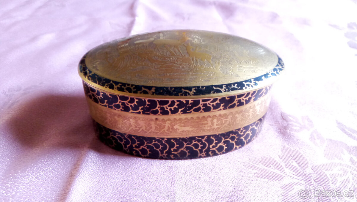 Oválná dóza - zlato-černá