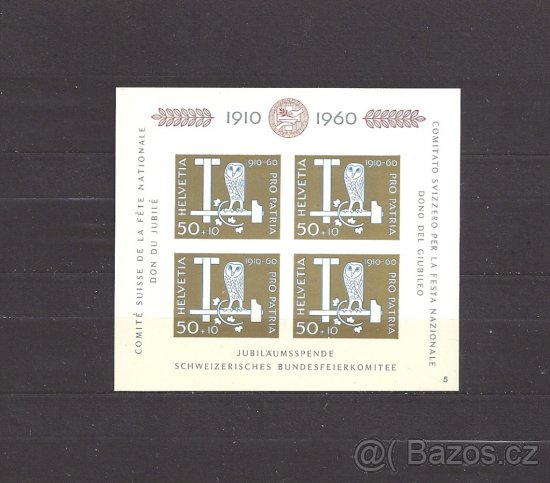Švýcarsko 1960 Mi 719 Blok 17 Pro Patria.