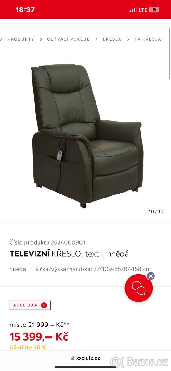 Prodám nové elektrické polohovací křeslo