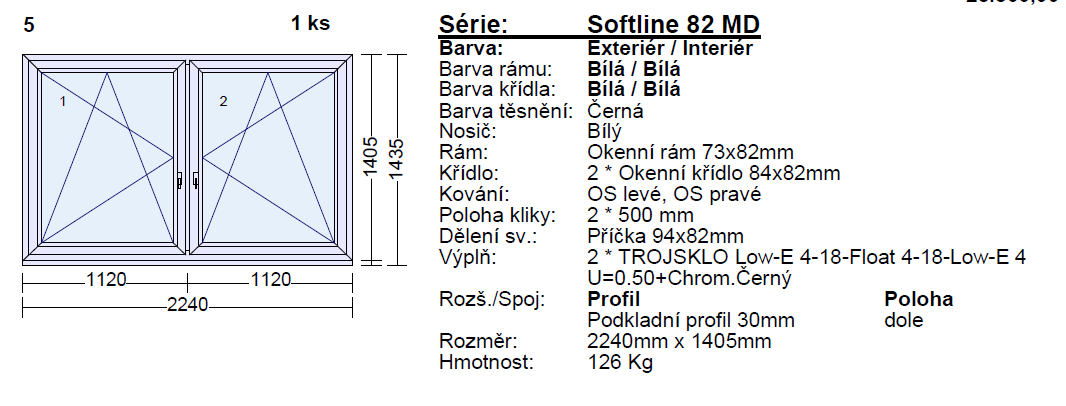 výprodej skladu plastové okno Veka 82 barva bílá