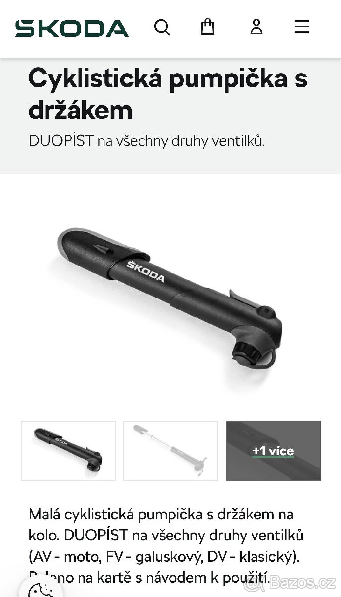 Cyklistická pumpička ŠKODA s držákem