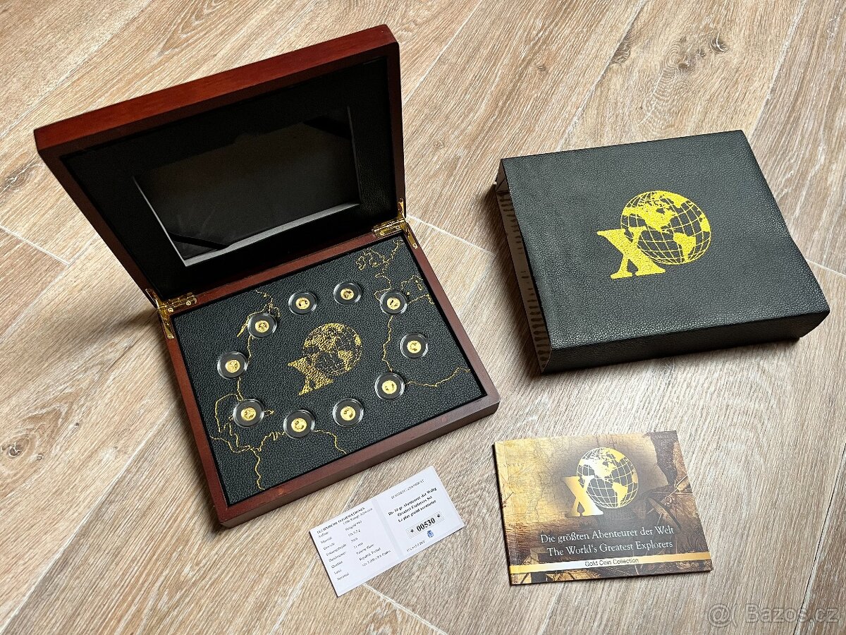 Sada zlatých mincí - Největší objevitelé světa (10x 0,5g)