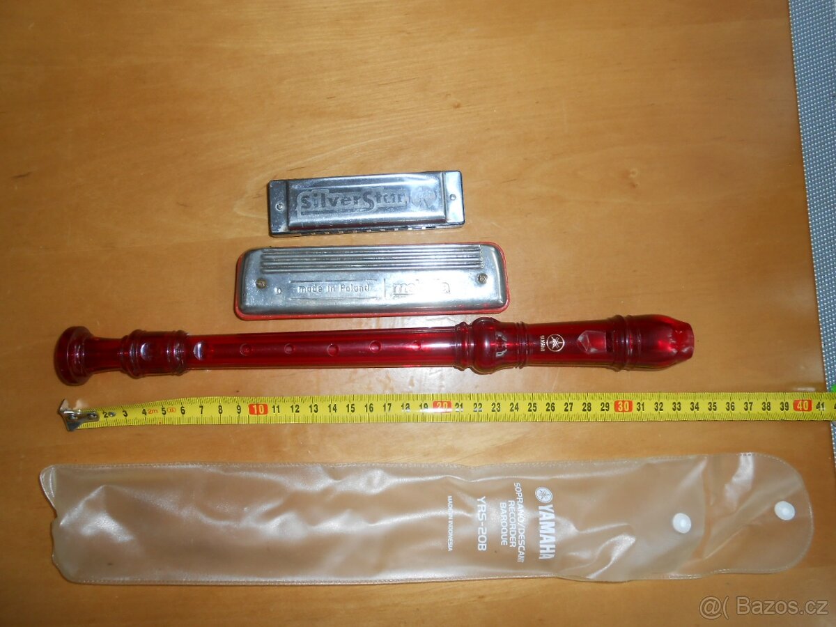 2x foukací harmonika + flétna YAMAHA YRS 20B - málo použitá