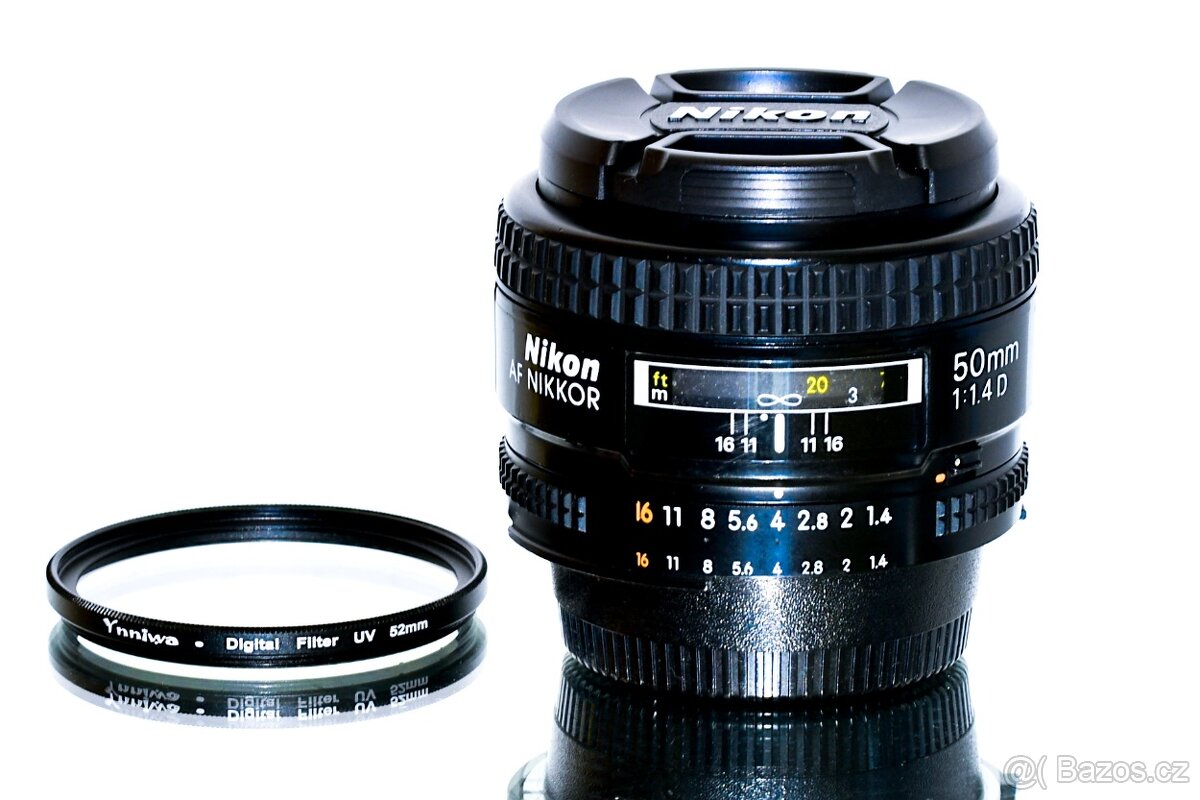 Nikon AF Nikkor 50mm 1,4D FX + UV filtr TOP STAV